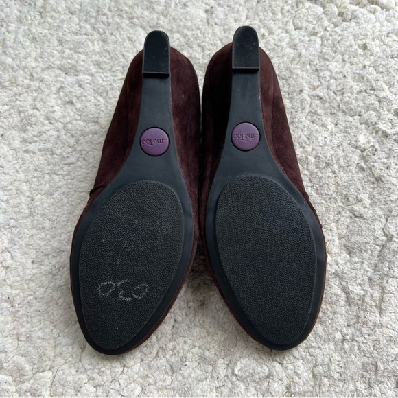 Me Too Round Gathered Toe Brown Suede Wedges Style Leena14 Size 8.5 - Picture 4 of 10